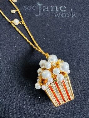 Gold Pearl Popcorn Pendant Necklace
